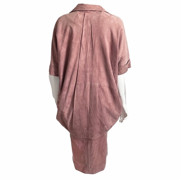 Fendi Jacket Batwing Sleeve Long Cocoon Duster Rose Pink Suede Leather Rare - Picture 9 of 17